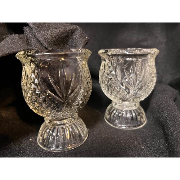 Fostoria Tulip Clear Fire Candle Holders -set of 2 - Picture 9 of 12